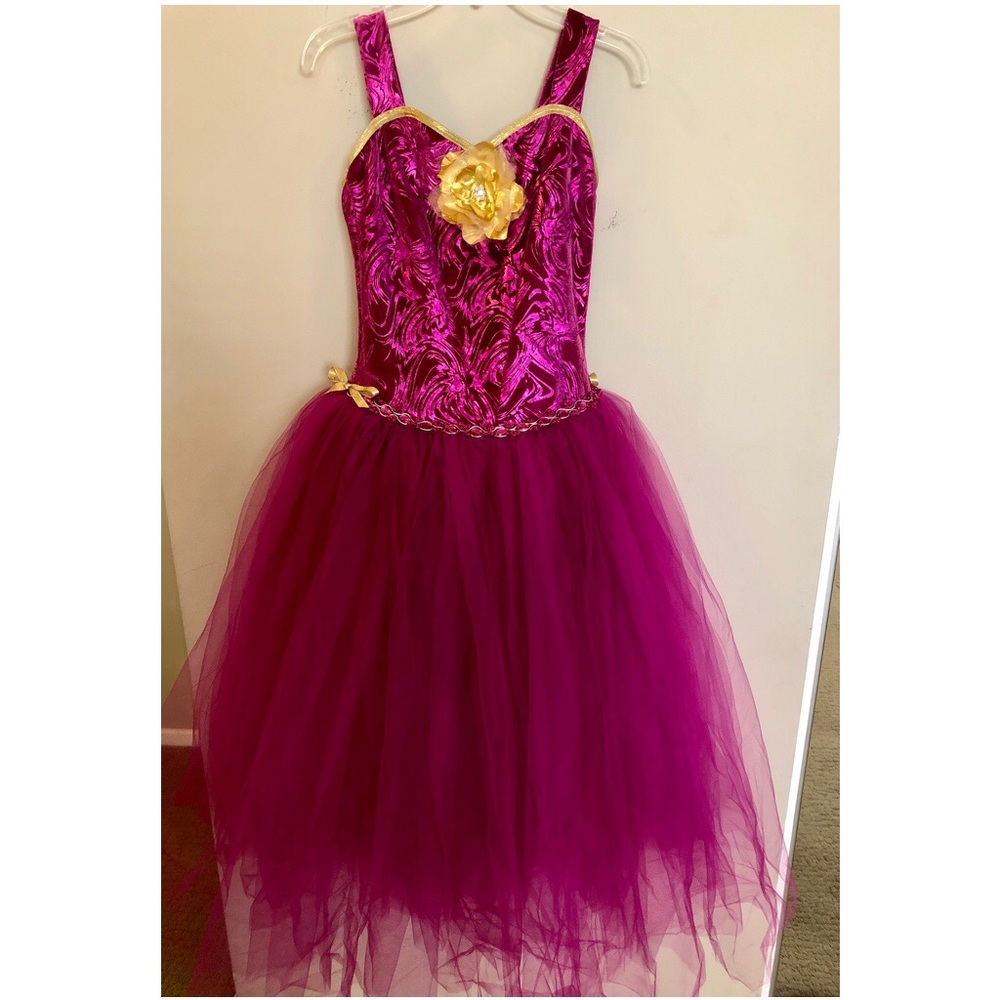Girls Dance Costume - Pink & Gold - Ch Lg/Adult XS
